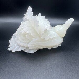 Carved White Jade Cabbage Chinese Wealth Fortune Bok Choy Sculpture Ornament Hom